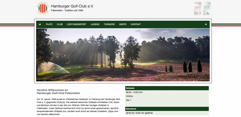 Webseite des Hamburger golf-Clubs